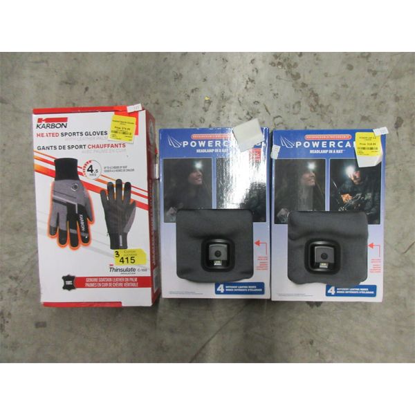 Karbon Heated Gloves & 2 Powercaps 