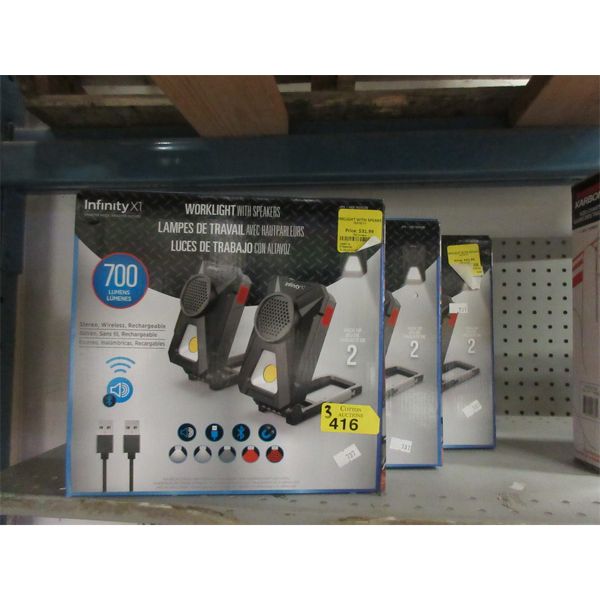 3 Sets of 2 Infinity X1 Worklights with Speakers 