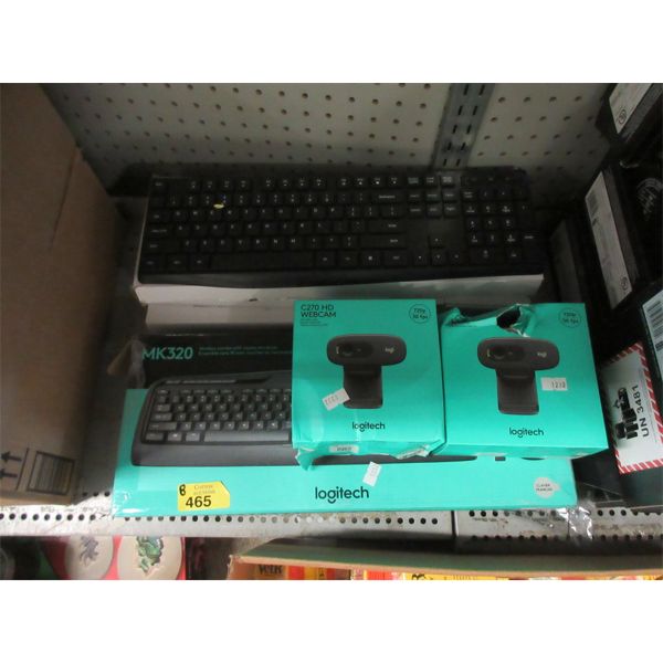 2 Logitech Web Cams & 6 Assorted Keyboards 