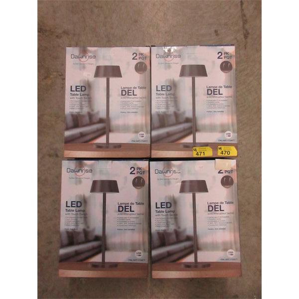 4 Sets of 2 Dawnrise Petite LED Touch Lamps