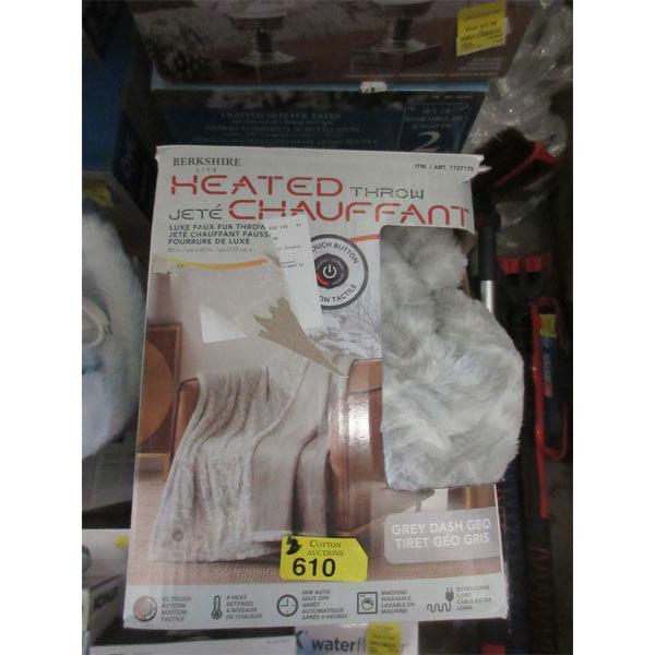 2 Grey Berkshire Faux Fur Heated Throws