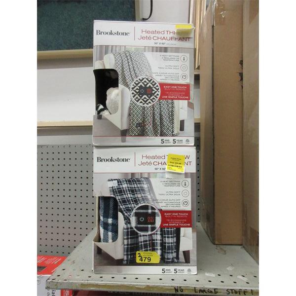 2 Brookstone 50" x 60" Heated Throws 