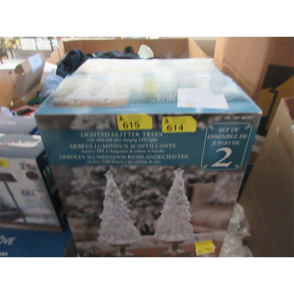 2 Packs of 2 Illuminated Glitter Trees -13" Tall