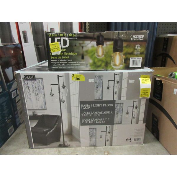 Floor Lamp & LED Edison Style String Lights