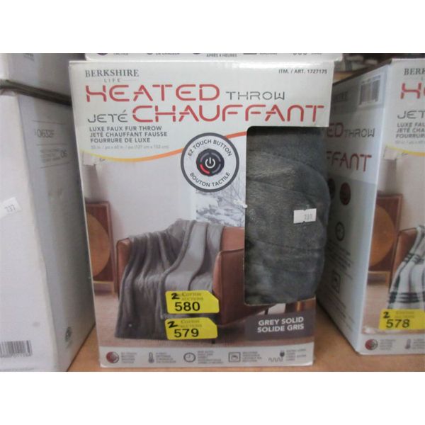 2 Berkshire Grey 50" x 60" Heated Throws