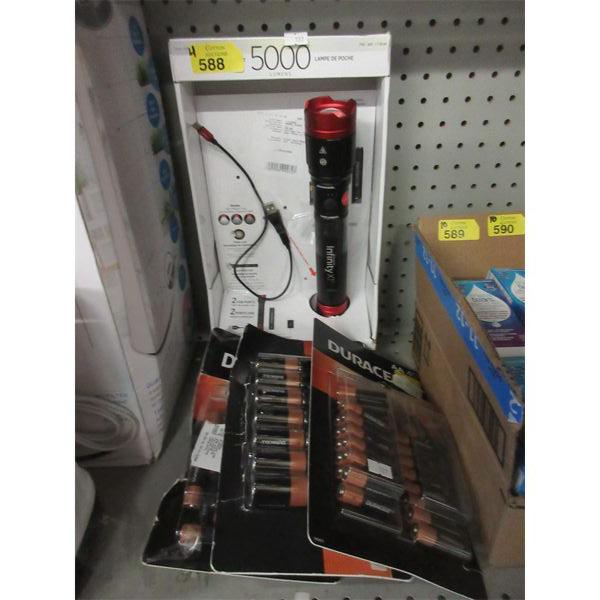 Infinity X1 Flashlight & 3 Packs of AA Batteries 
