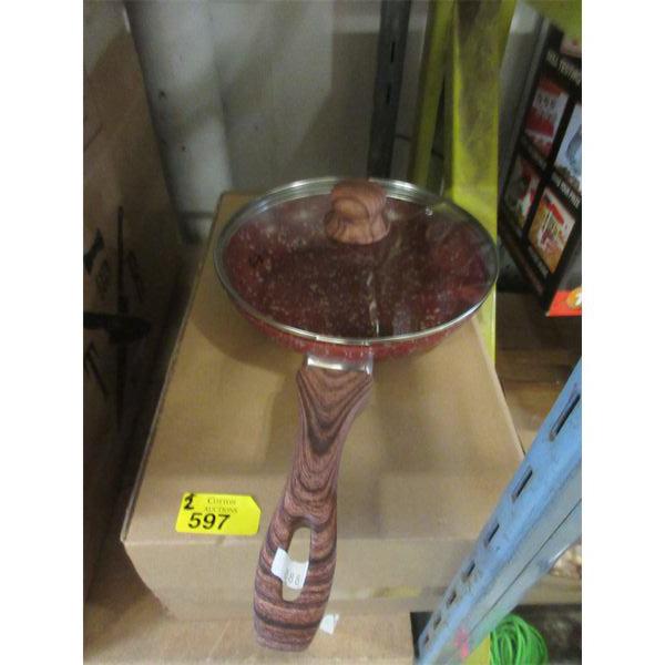 2 New Koch Red Non-Stick Aluminum Fry Pan w/Lids