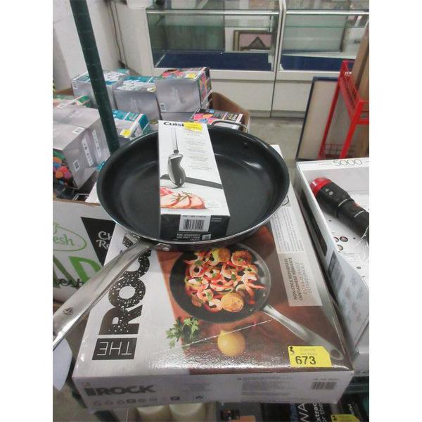 Electric Knife, and 2 Frying Pans - Customer Returns
