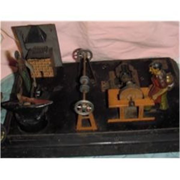 Antique metal toy so rare and big for your collection 2 men working 3D - jouet ancien merveilleux