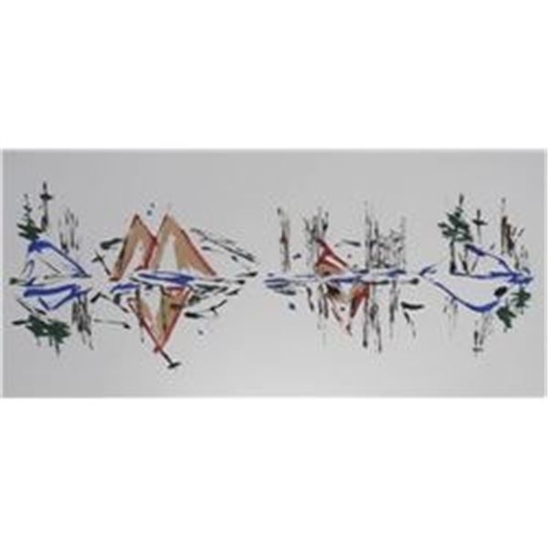 LangdonArt original painting Silhouette sur Tepee - 18x38 peinture originale par LangdonArt