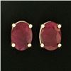 Image 2 : New 14K Yellow Gold 2.0 ctw Prong Set Oval Natural Ruby Open Basket Stud Earring