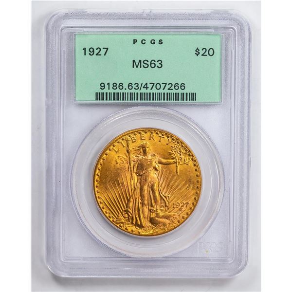 1927 $20 Double Eagle Gold Coin PCGS MS63