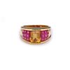 Image 1 : 18K Yellow Gold Golden Topaz & Invisible Set Ruby Ring