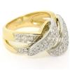 Image 4 : 18K Yellow Gold & Platinum .46 ctw Pave Set Diamond Open Swirl Cocktail Ring Sz