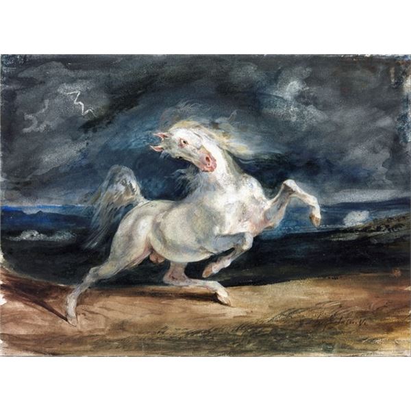 Eugene Delacroix - Horse Frightened by Lightning