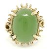 Image 1 : Vintage 14k Yellow Gold Translucent Cabochon Green Jade Twisted Wire Ring Sz 5.5