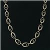 Image 3 : Statement 14K Yellow Gold Long 28" Textured Open Dual Oval Link Chain Necklace