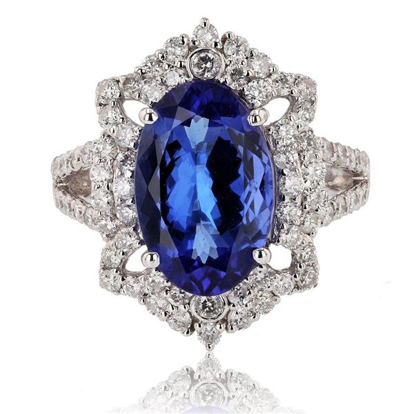 5.00 ctw Tanzanite and 1.32 ctw Diamond Platinum Ring