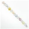 Image 4 : 18k White Gold 3 ctw Diamond Open Flower Link & Multicolor Baroque Pearl Bracele