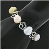 Image 9 : 18k White Gold 3 ctw Diamond Open Flower Link & Multicolor Baroque Pearl Bracele