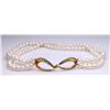 Image 1 : Double Strand Pearl Necklace With 14K Yellow Gold & Graduated Tourmaline Clasp