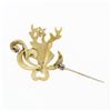 Image 4 : Antique Victorian 10k Gold Diamond Ruby & Seed Pearl Elk Textured Brooch Pin