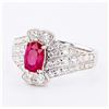 Image 2 : 1.02 ctw UNHEATED Ruby and 0.79 ctw Diamond 18K White Gold Ring (GIA CERTIFIED)