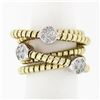 Image 1 : 18k TT Gold Round Diamond Cluster Wide Multi-Crossover Statement Band Ring Sz 6