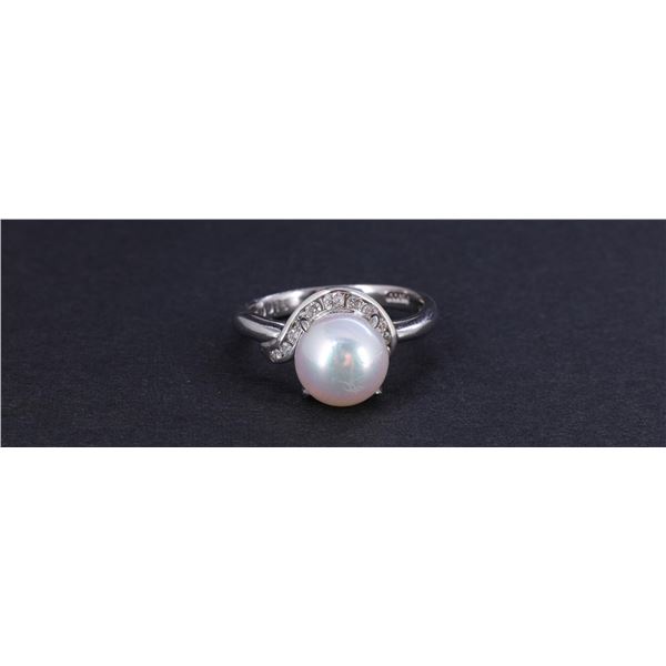 Platinum South Sea Pearl & Diamond Ring