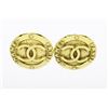 Image 1 : Chanel Gold-tone Metal CC Logo Round Clip-on Earrings