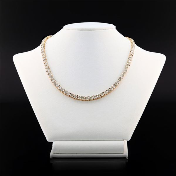 27.76 ctw Diamond 18K Yellow Gold Tennis Necklace