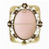 Image 3 : Antique Victorian 10k Gold Carved Pink Shell Cameo Brooch Pendant w/ Open Frame