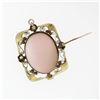 Image 4 : Antique Victorian 10k Gold Carved Pink Shell Cameo Brooch Pendant w/ Open Frame