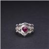 Image 1 : Heavy 18k White Gold Ruby & Diamond Ring