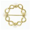 Image 3 : Vintage 14k Yellow Gold Alternating Infinity White Pearl Open Wreath Pin Brooch