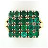 Image 1 : Vintage 14k Gold & Silver Top Round Green Emerald Rectangular Large Platter Ring