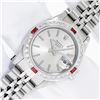 Image 2 : Rolex Stainless Steel Quickset Silver Index Diamond And Ruby Date Watch 26MM