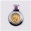 Image 2 : 18K White Gold & Ruby Coin Pendant