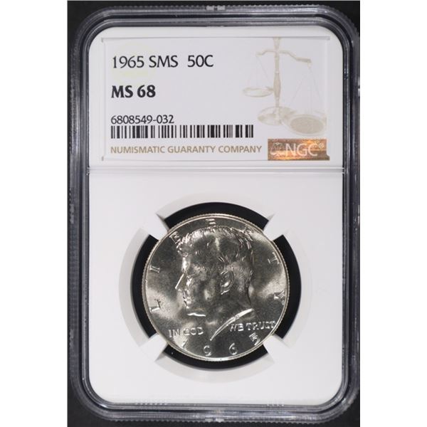 1965 SMS KENNEDY HALF DOLLAR NGC MS68