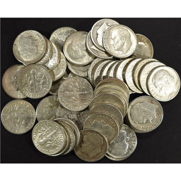 (50) 90% SILVER ROOSEVELT DIMES