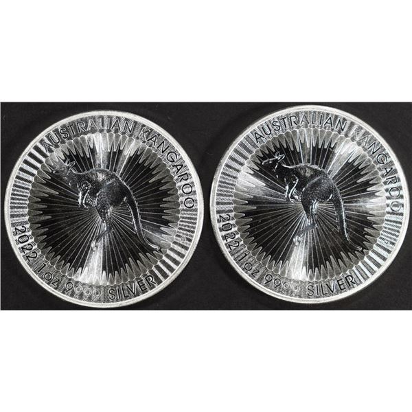 (2) 1 OZ .999 SILV 2022 AUSTRALIAN KANGAROO ROUNDS
