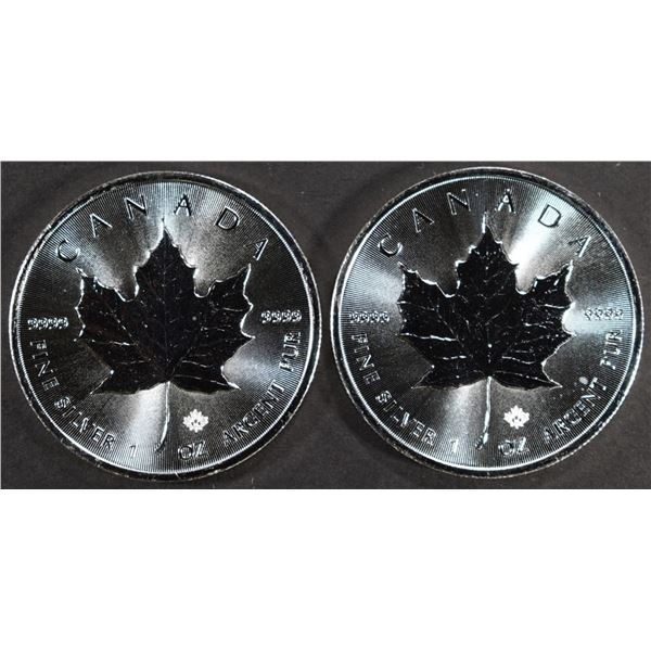 (2) 1 OZ .999 SILVER 2016 MAPLE LEAF ROUNDS
