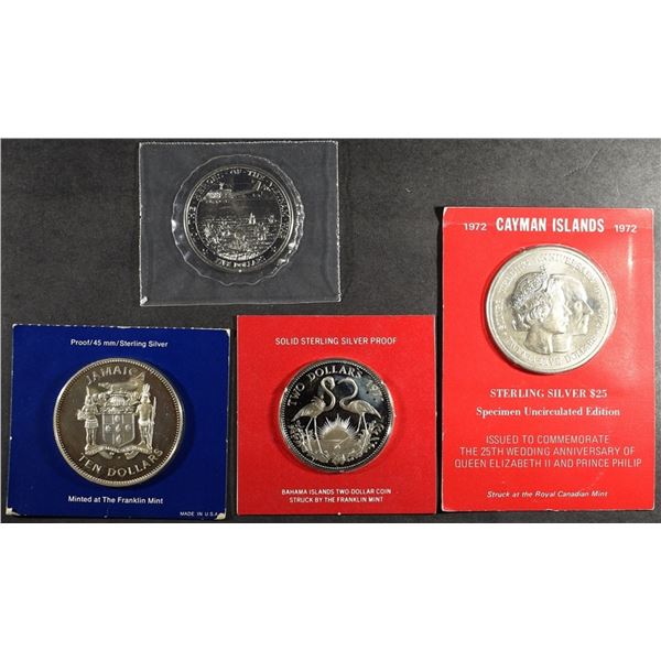 (4) MISC FOREIGN STERLING SILVER COINS