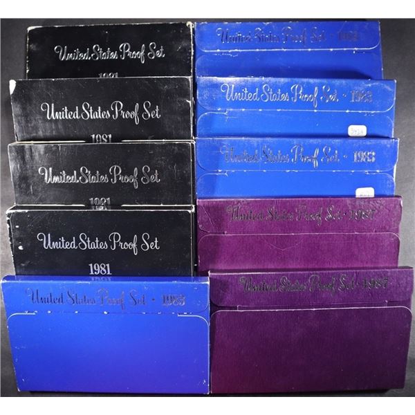 (4) 1981, (4) 1983, (2) 1987 US PROOF SETS