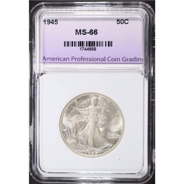1945 WALKING LIBERTY HALF APCG SUPERB GEM BU