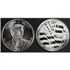 Image 1 : (2) 1 OZ .999 SILVER TRUMP & FLAG ROUNDS