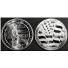 Image 1 : (2) 1 OZ .999 SILVER FLAG & 2ND AMENDMENT ROUNDS