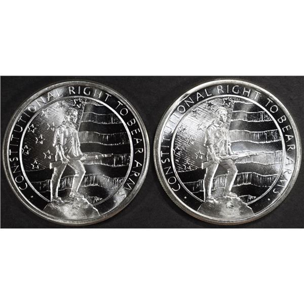 (2) 1 OZ .999 SILVER 2ND AMENDMENT ROUNDS