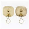 Image 5 : Vintage TRIANON 14k Two Tone Gold Rock Crystal & Diamond Domed Cushion Earrings