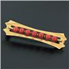 Image 1 : Vintage Italian Faceted 18K Yellow Gold Round Ox Blood Coral Bead Bar Pin Brooch